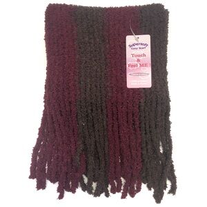 Supersoft Cozy Chenille Knit Winter Scarf - Brown Burgundy Striped